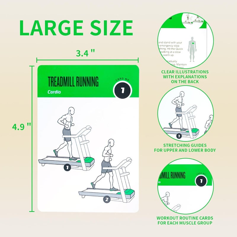 ELAORY بطاقات تمارين معدات الصالة الرياضية، مجموعة بطاقات 62 تمرين بحجم كبير 5" × 3.5" بطاقات لياقة بدنية للنساء والرجال، دليل لياقة بدنية للمبتدئين لتدريبات التمارين في المنزل أو الصالة الرياضية - Image 2